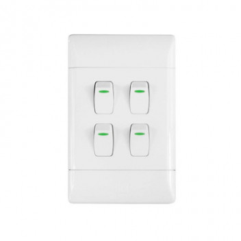CBI 4 Lever 1 Way Light Switch 2X4 White
